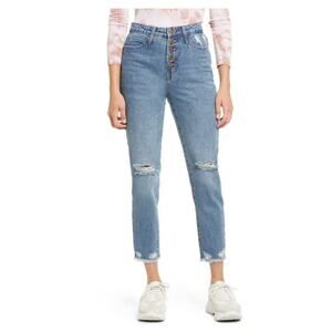 PTCL Women's High Waist Distressed Button Fly Jeans in Med Vintage Size 29 $45